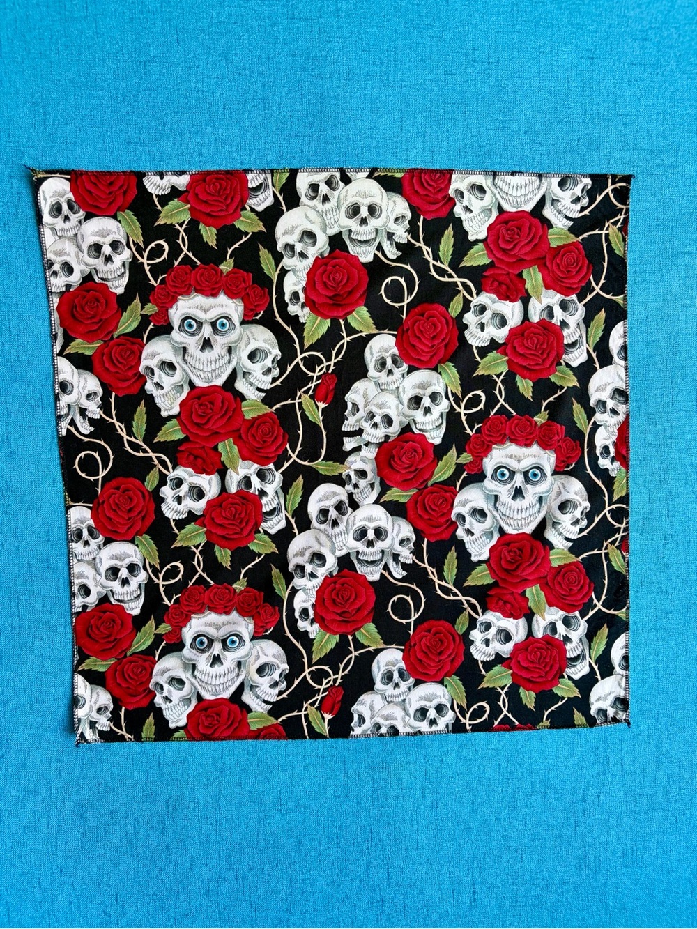 Skull & Rose Print Decorative Cotton Fabric Bandana